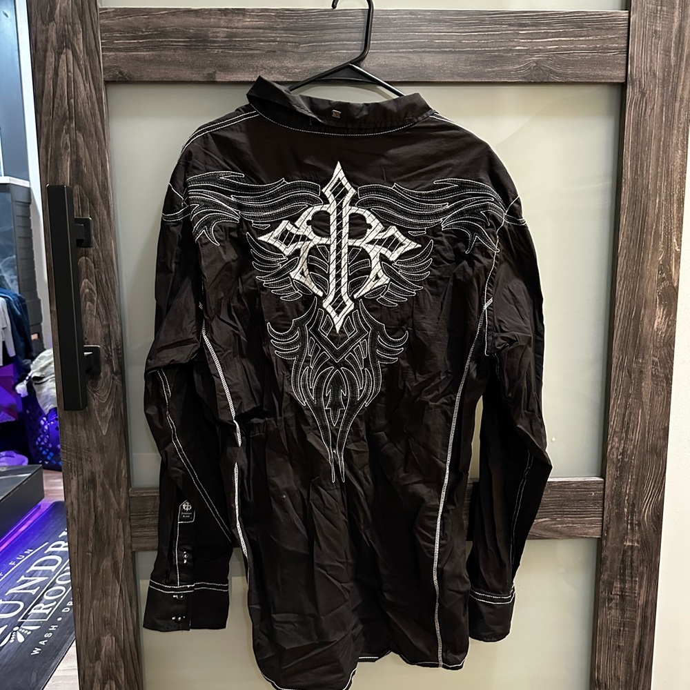 Roar Black Shirt with White Embroidery